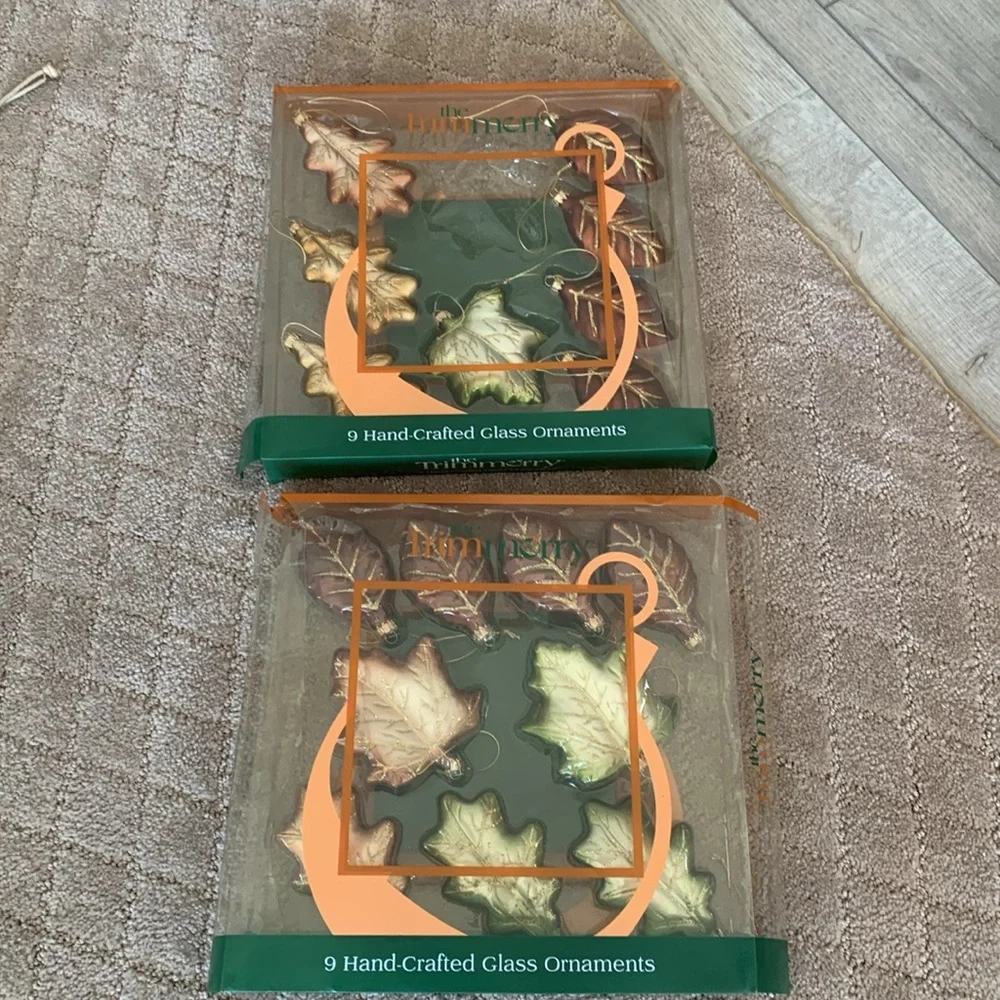 🍂 Set of 9 Blown Glass Leaf Christmas Ornaments 🍁 - Picture 7 of 7